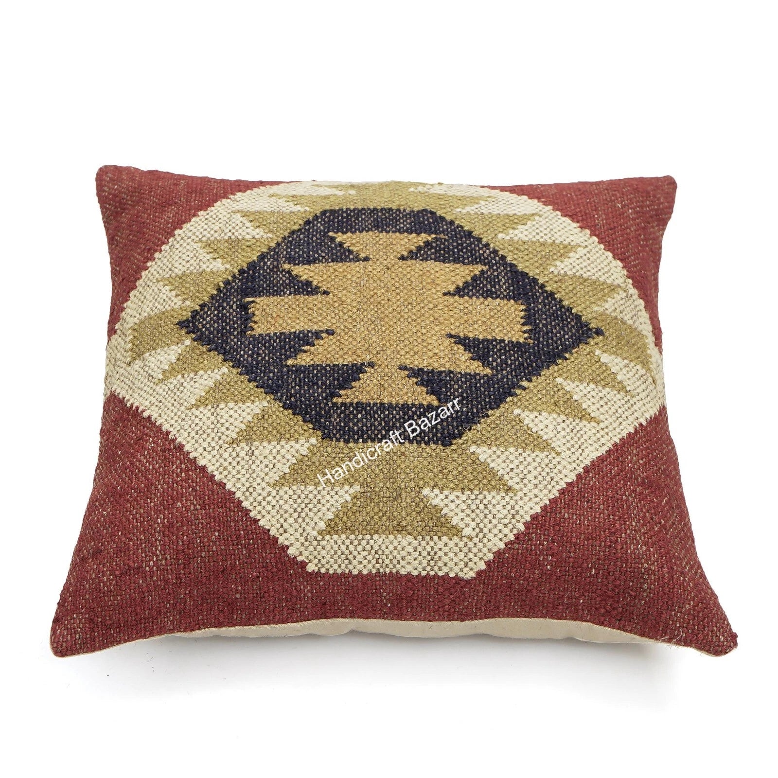 Indian Jute Cushion cover 18x18 inch Vinatge Handwoven Pillow Sham For Sofa chai