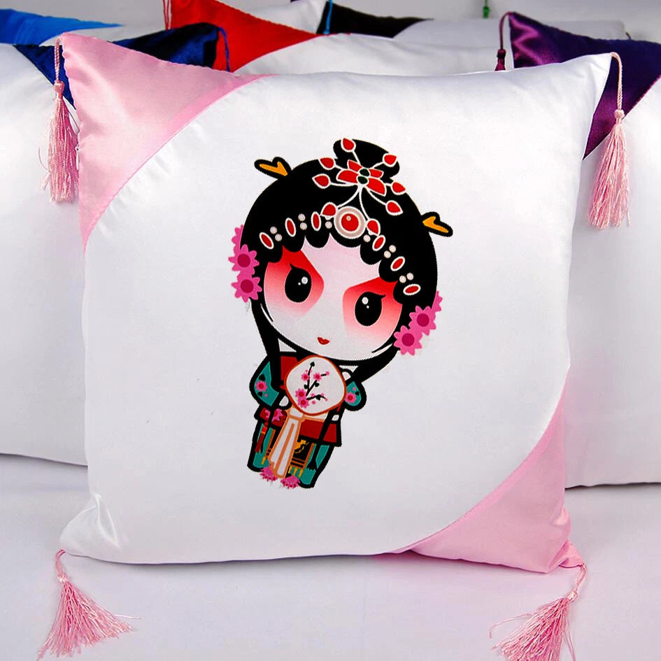 16" Sublimation Blank Pillow Case w/ Tassel Ball DIY Printed Home Sofa Bed Decor
