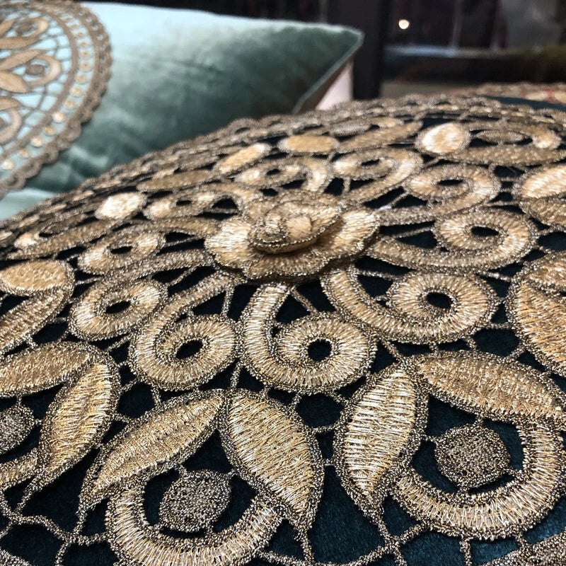20"x20" Gold Embroidery Velvet Fabric Throw Pillow Covers Sofa Bed Cushion Cover