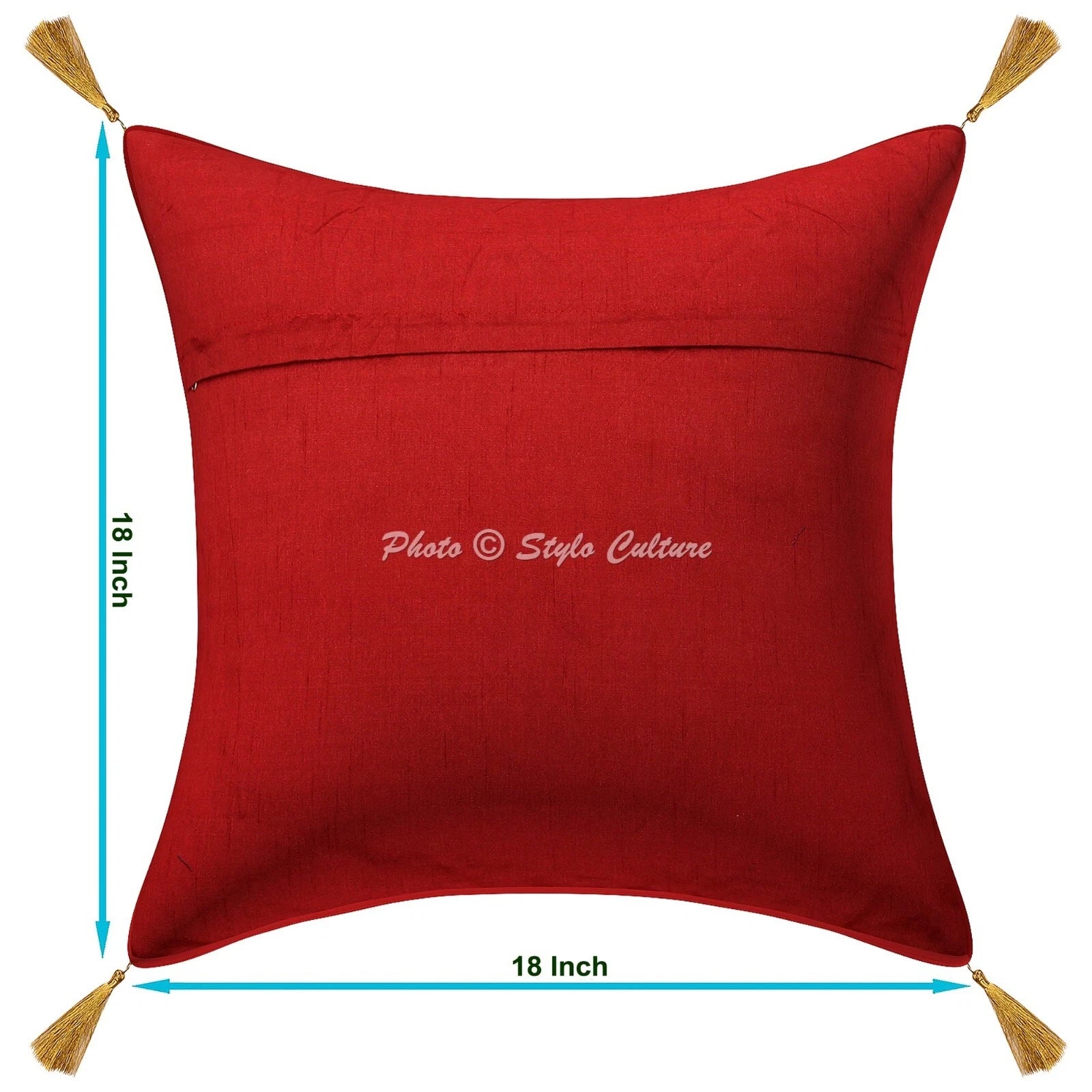 Pillow Cover Handcrafted Brocade Jacquard Decor Car Sofa Cushion Case 18 x 18 in