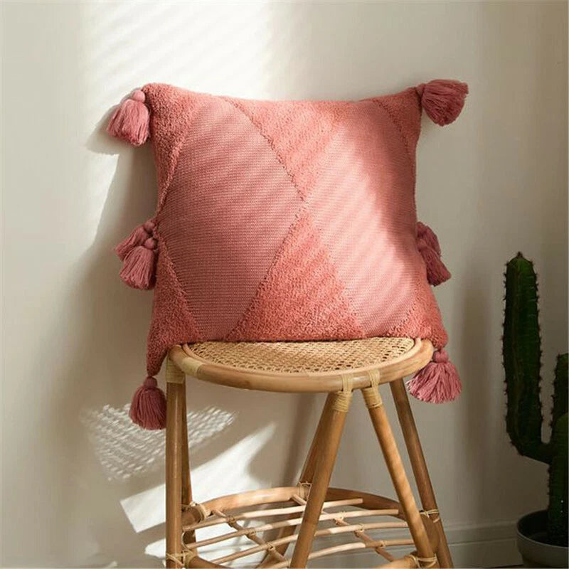 Square Knitted Tassel Pillowcase Sofa Bed Waist Throw Back Cushion Covers Chair