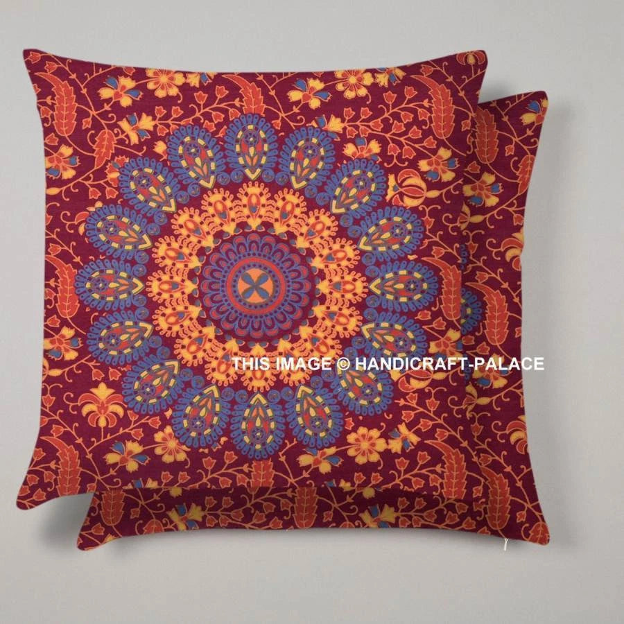 Indian Peacock Mandala Cushion Cover Square Floor Pillow Large Sofa Bed Decor