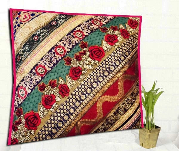 Decorative Home Decor 24 x 24 in Boho Cushion Cover Beaded Boho Sofa Pillow Case
