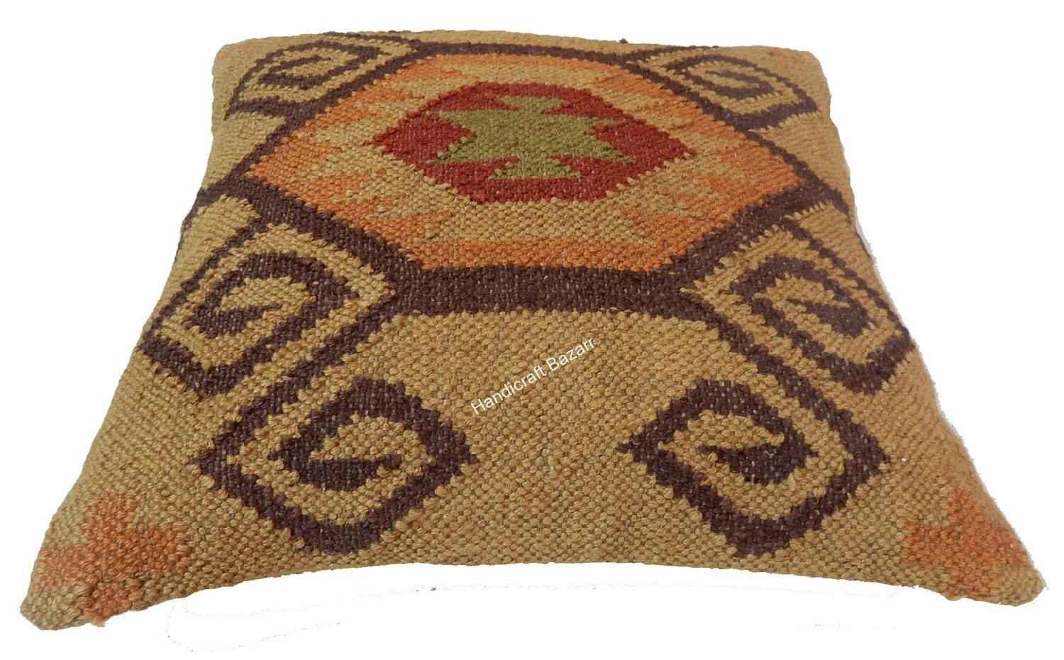 Indian Jute Cushion cover 18x18 inch Vinatge Handwoven Pillow Sham For Sofa chai