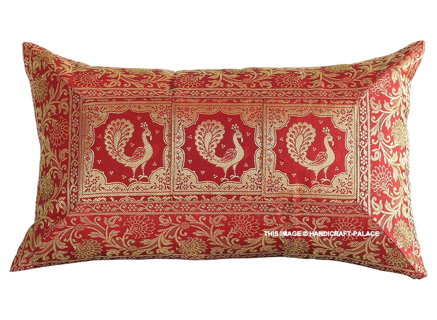 Handmade Brocade Silk Cushion Cover Indian Home Sofa Decor Pillow Case 12"x20"