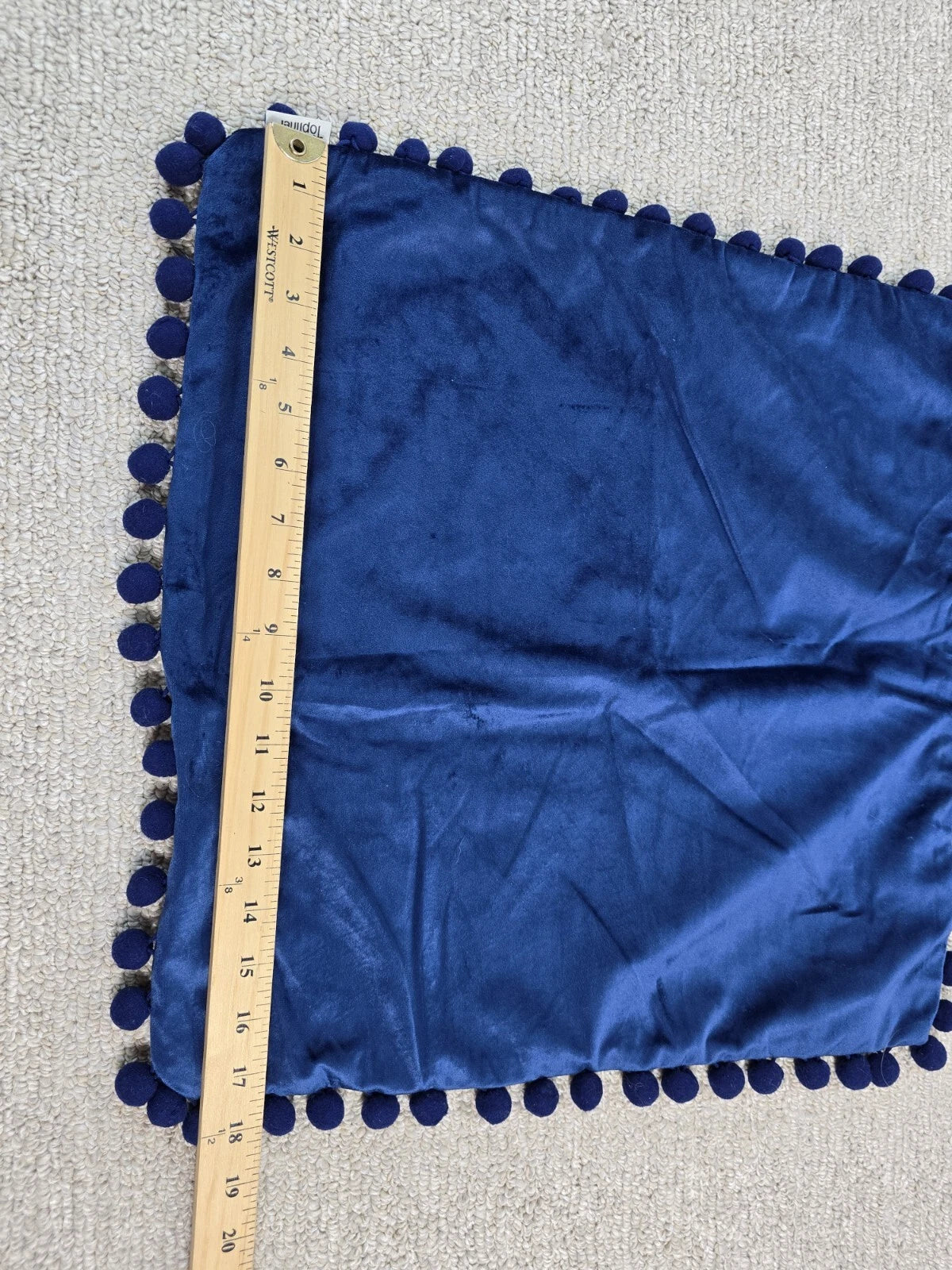 Blue Pom Soft Cushion Throw Cover Pillow Case Chair Bed Sofa Velvet Decor Zip