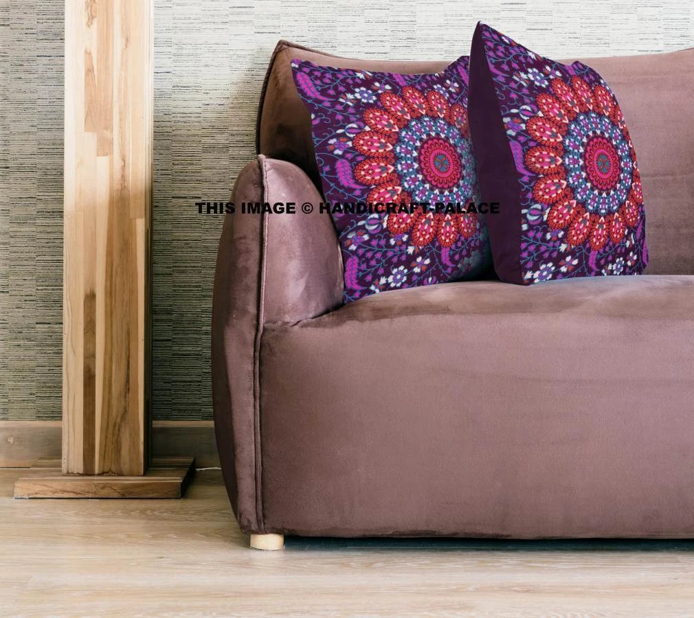 Indian Peacock Mandala Cushion Cover Square Floor Pillow Large Sofa Bed Decor