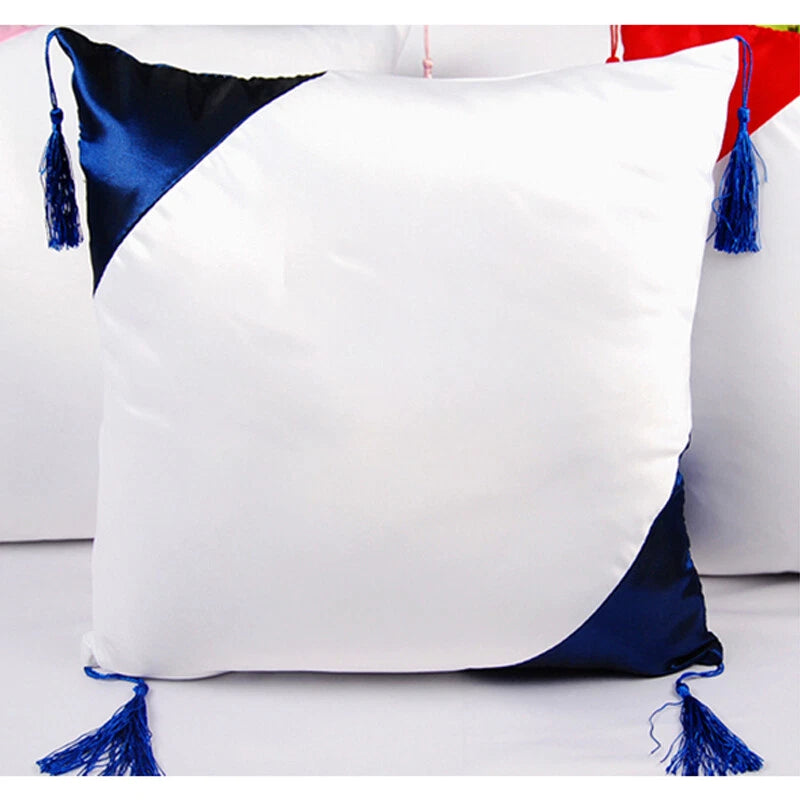 16" Sublimation Blank Pillow Case w/ Tassel Ball DIY Printed Home Sofa Bed Decor