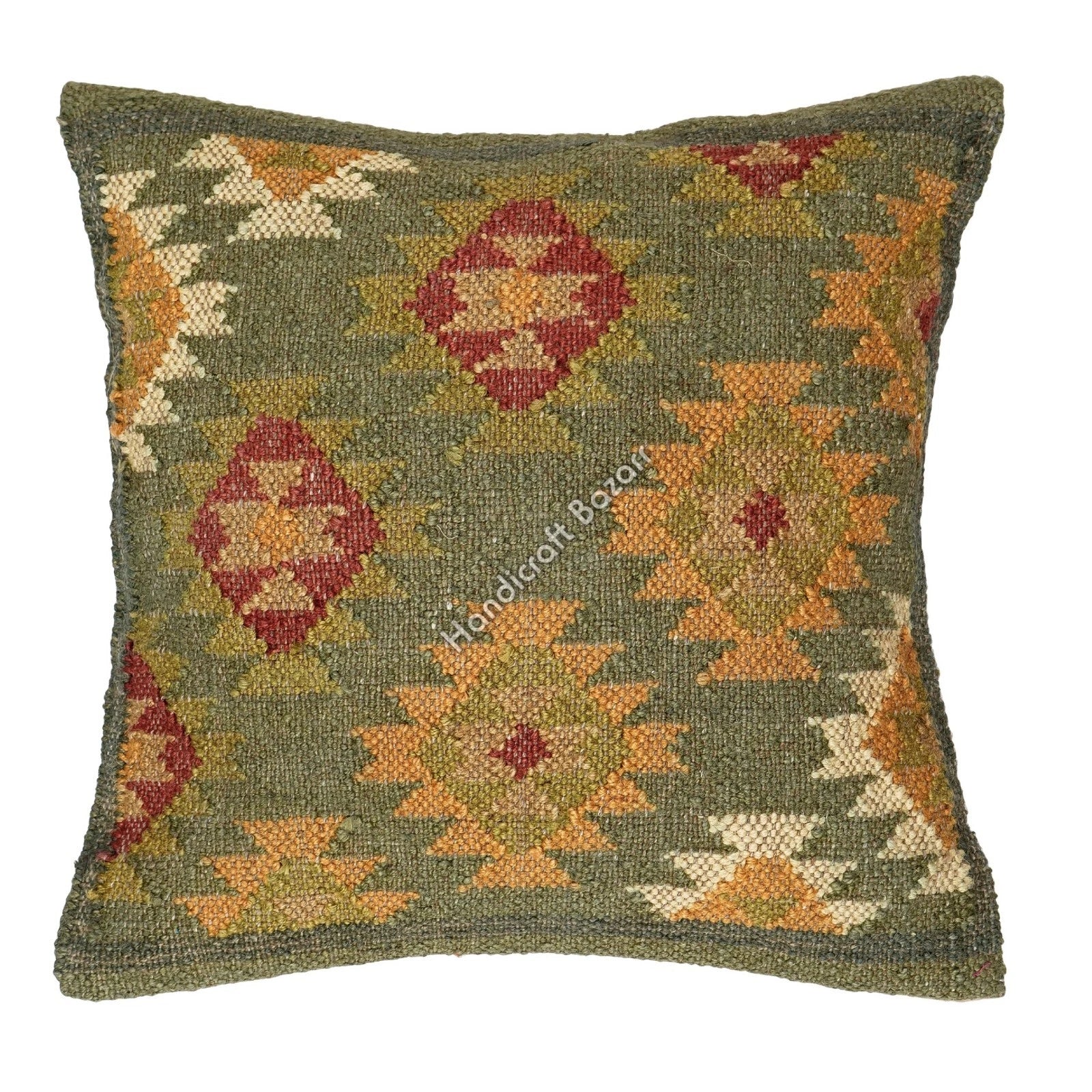 Hallway Docor Sofa Sham Pillowcase Indian Kilim Cushion Cover 2 Pc Wool jute 18"