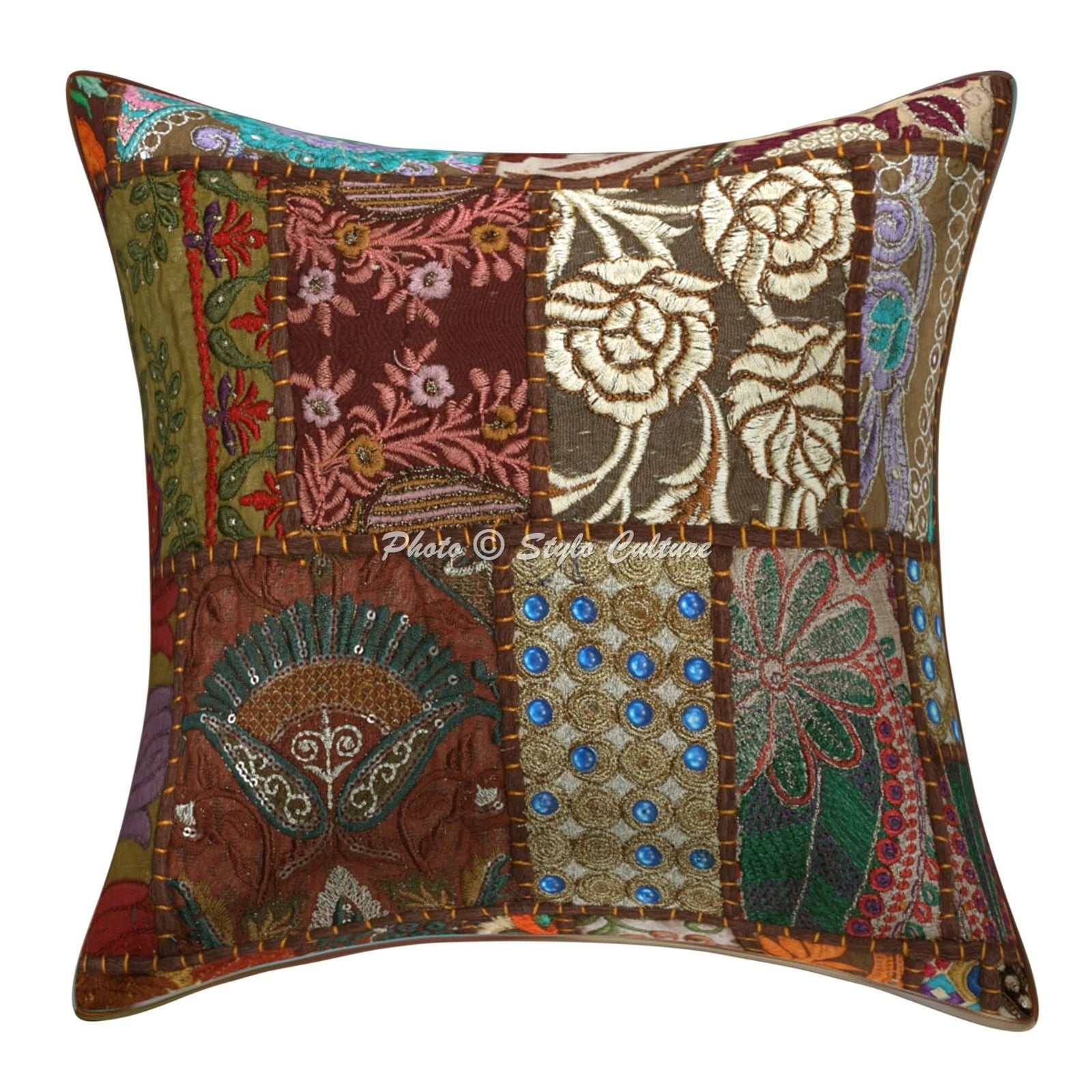 Cushion Cover Traditional Art Yoga Home Decor Sofa Pillow Cover Case 18 x 18 in