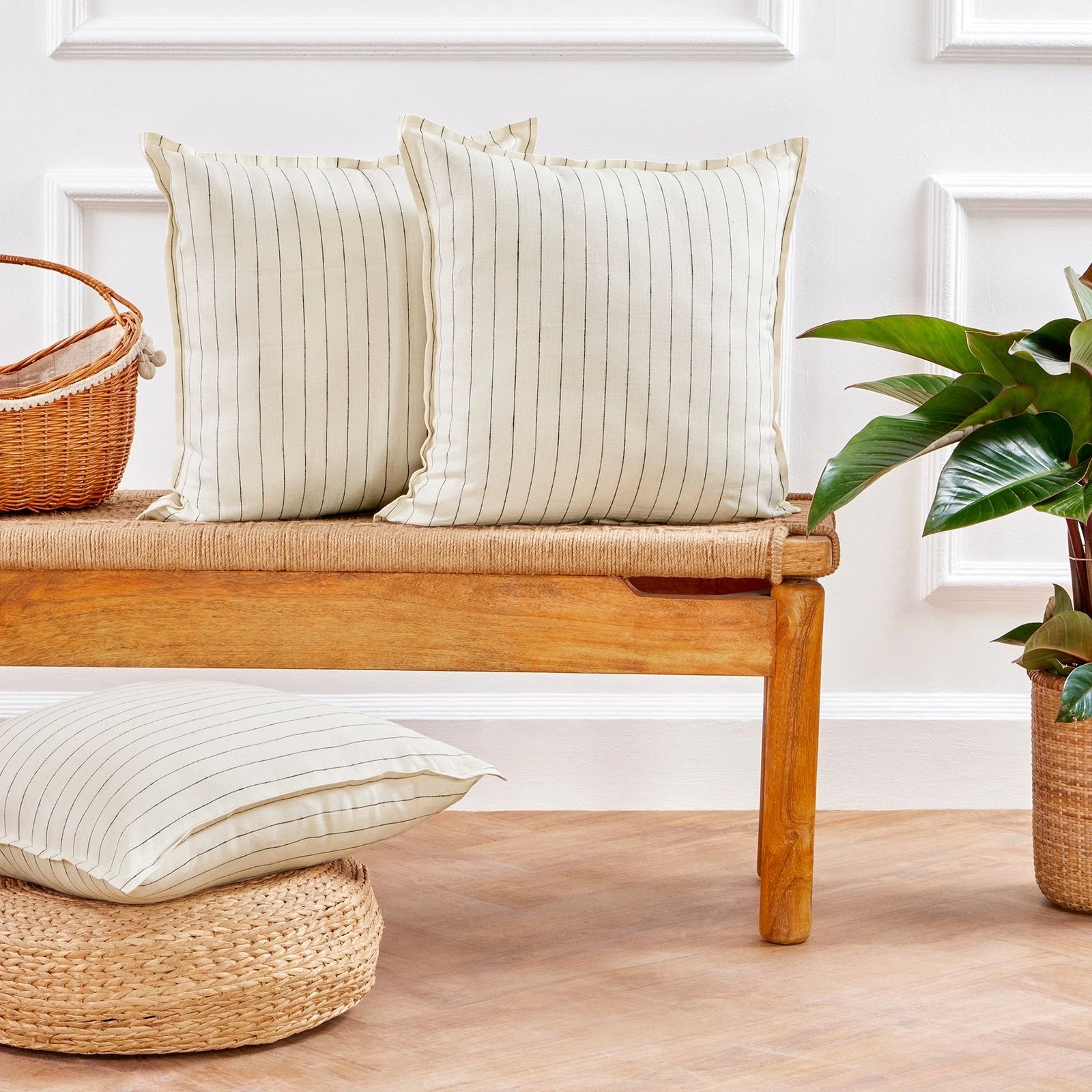 Solino Home Square Linen Pillow Cover for Cushion Couch, Sofa Bed, Santa Barbara