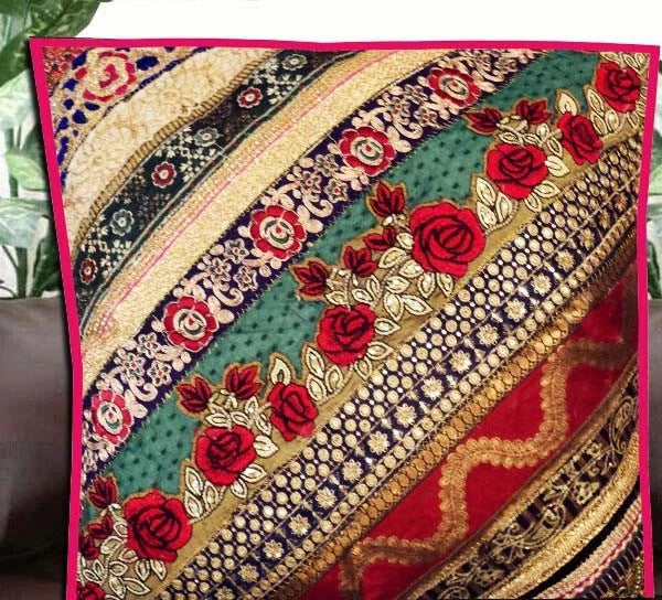 Decorative Home Decor 24 x 24 in Boho Cushion Cover Beaded Boho Sofa Pillow Case