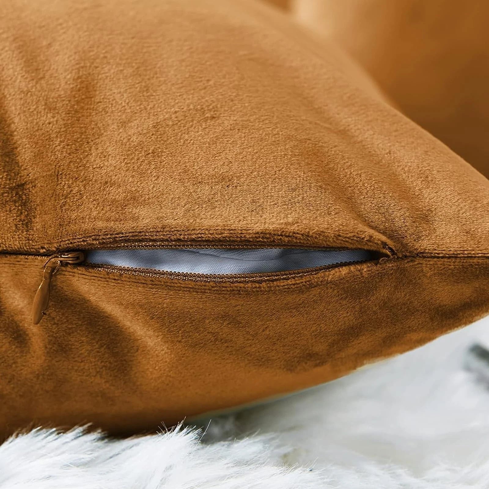 Brown Velvet Throw Pillow Covers 18 x 18 Decorative Pillowcases for Couch Bed...