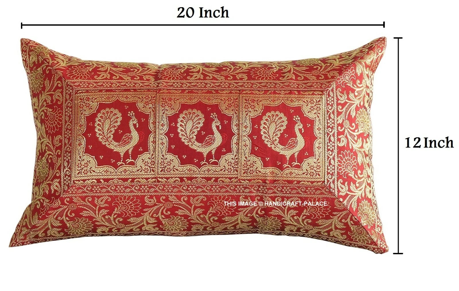 Handmade Brocade Silk Cushion Cover Indian Home Sofa Decor Pillow Case 12"x20"