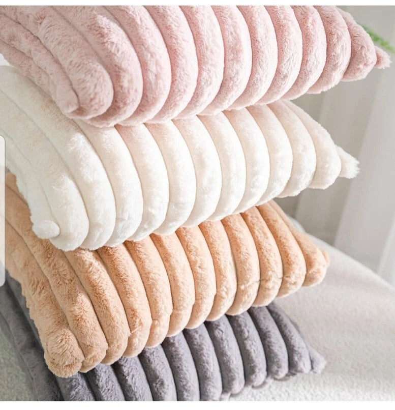 18"x18" Plush Fluffy Fur Cushion Covers Luxury Soft Sofa Bed Throw Pillow Cases