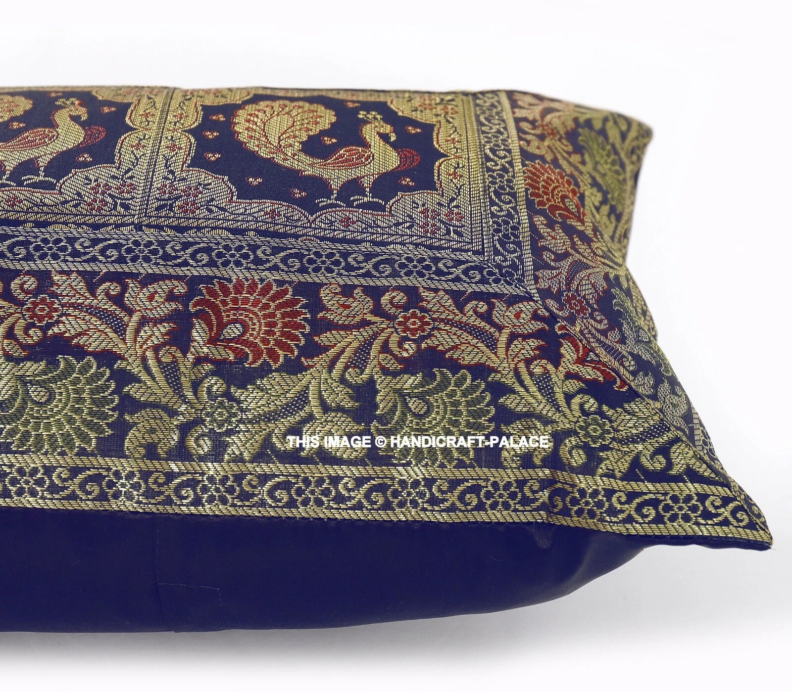 Handmade Brocade Silk Cushion Cover Indian Home Sofa Decor Pillow Case 12"x20"
