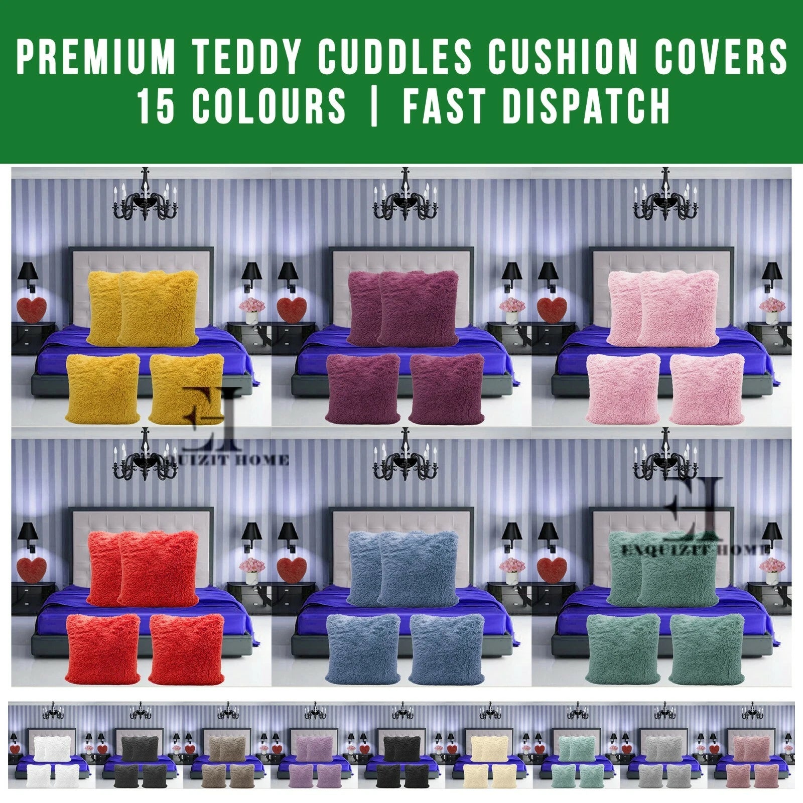 Teddy Fleece Set of 4 x Cushion Covers 43 x 43cm Warm Super Soft Home Sofa Decor