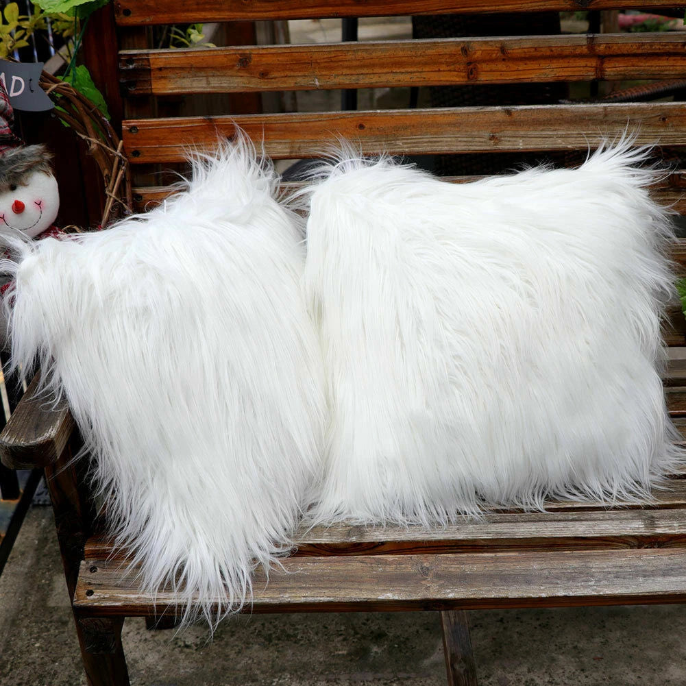 Soft  Faux Fur Fluffy Pillow Case Plush Cushion Cover Throw Sofa Bed Home Decor