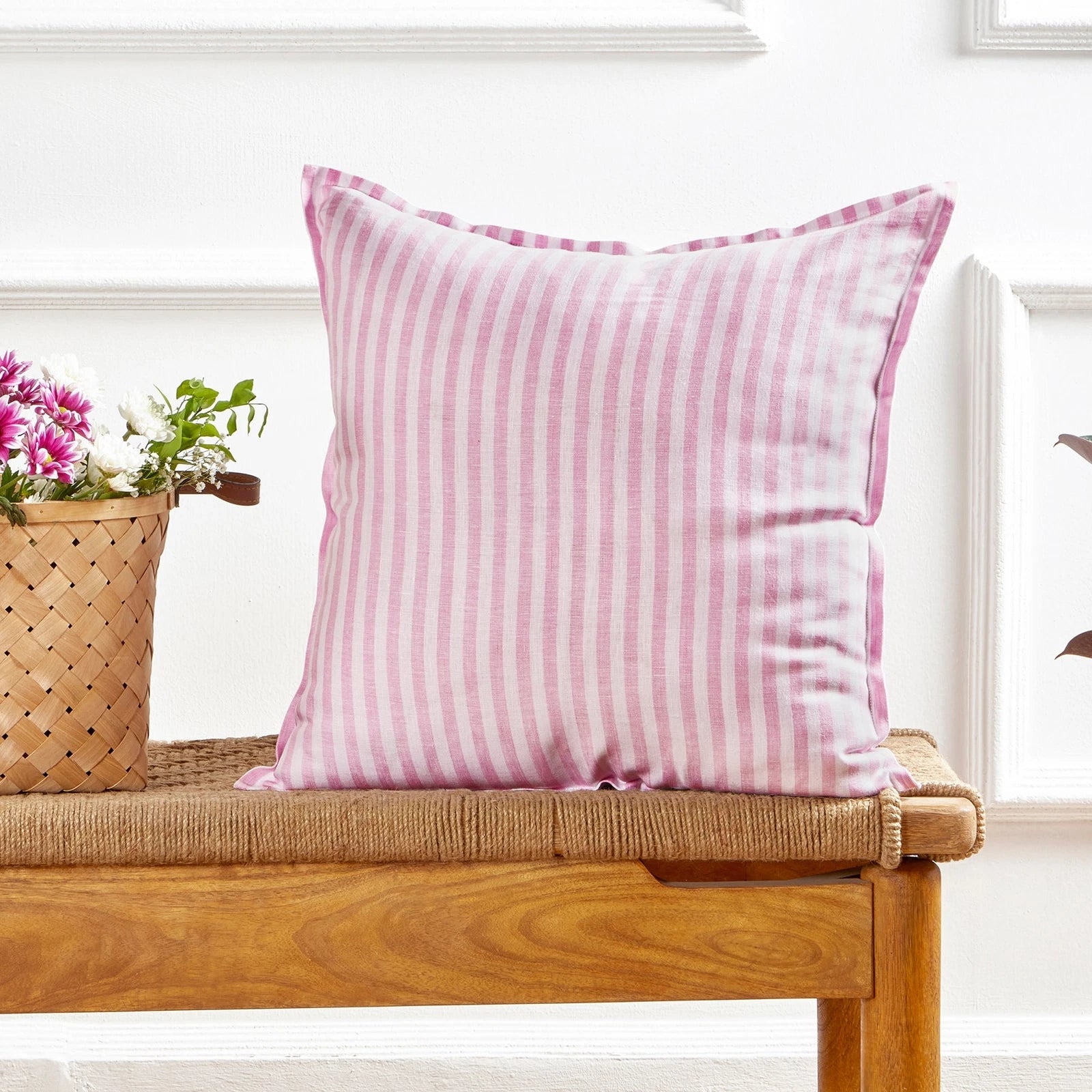 Solino Home Square Linen Pillow Cover for Cushion Couch, Sofa Bed, Santa Barbara