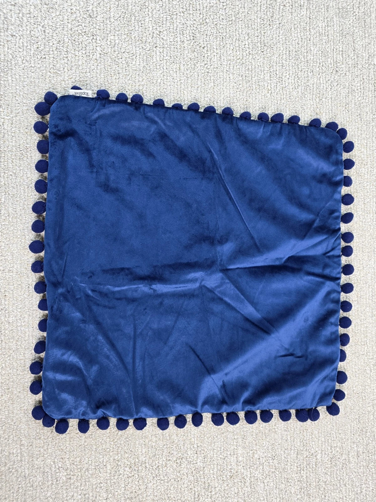 Blue Pom Soft Cushion Throw Cover Pillow Case Chair Bed Sofa Velvet Decor Zip