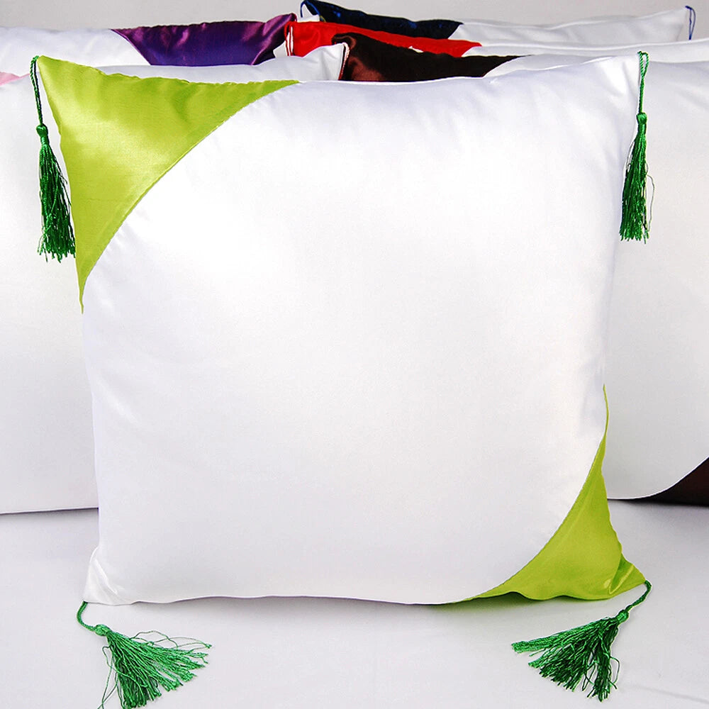 16" Sublimation Blank Pillow Case w/ Tassel Ball DIY Printed Home Sofa Bed Decor