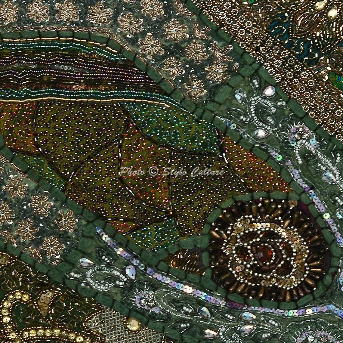 Ethnic Cushion Cover Boho Ethnic Beaded 16 x 16 in Hippie Sofa Car Pillow Case