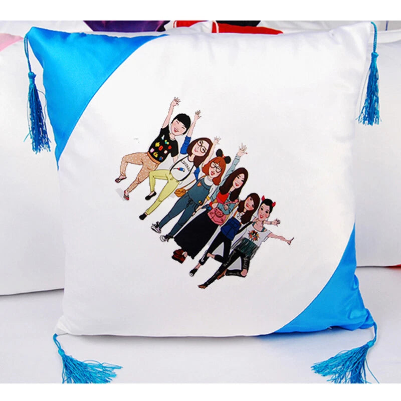 16" Sublimation Blank Pillow Case w/ Tassel Ball DIY Printed Home Sofa Bed Decor