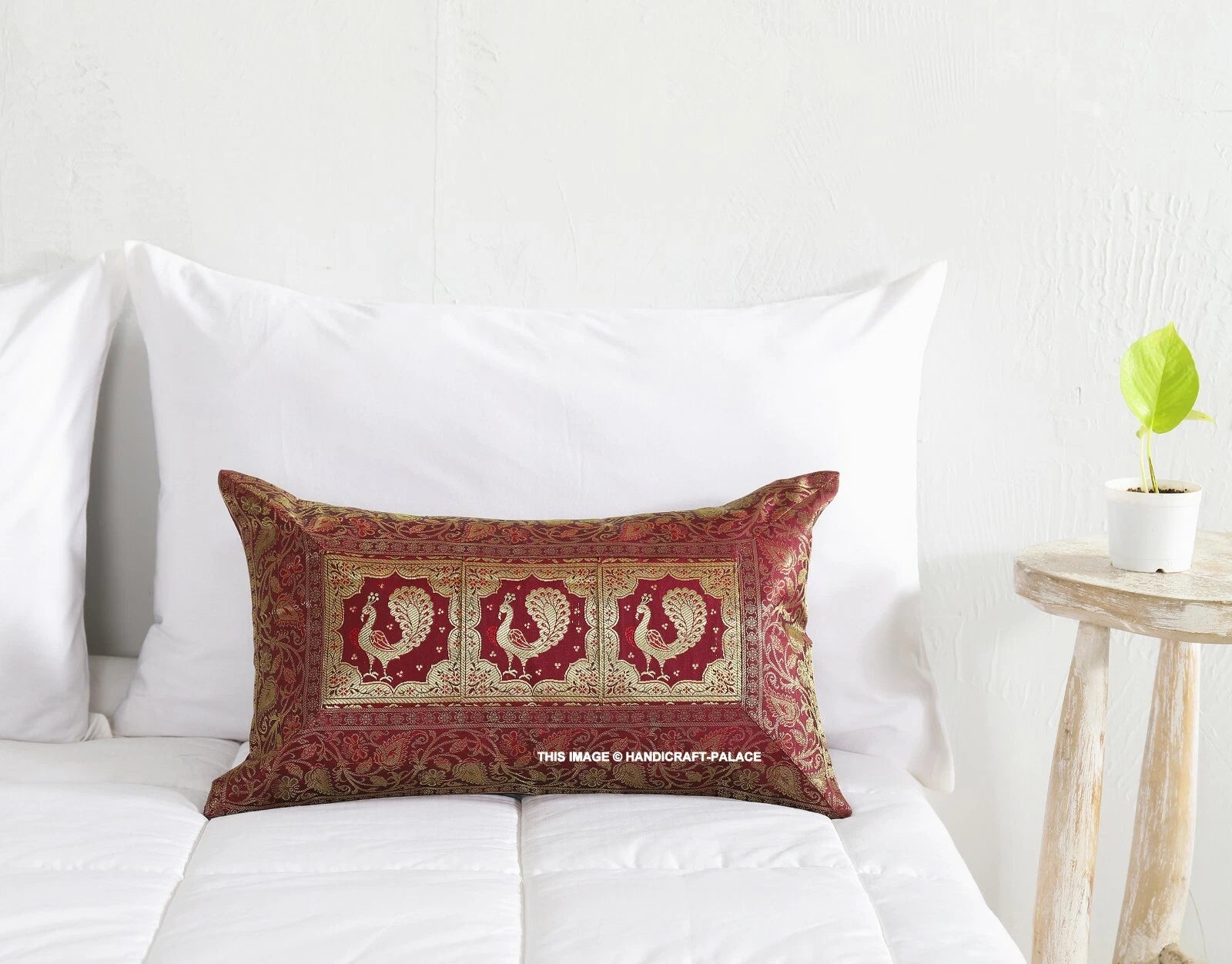 Handmade Brocade Silk Cushion Cover Indian Home Sofa Decor Pillow Case 12"x20"