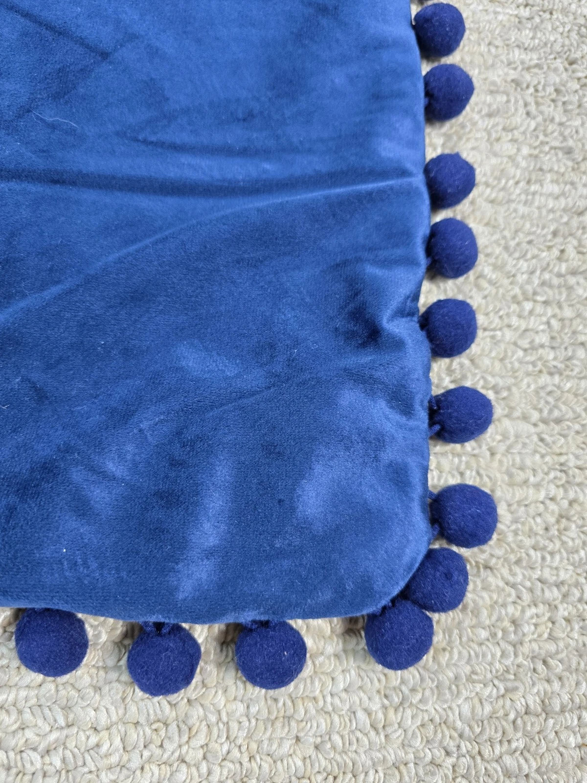 Blue Pom Soft Cushion Throw Cover Pillow Case Chair Bed Sofa Velvet Decor Zip