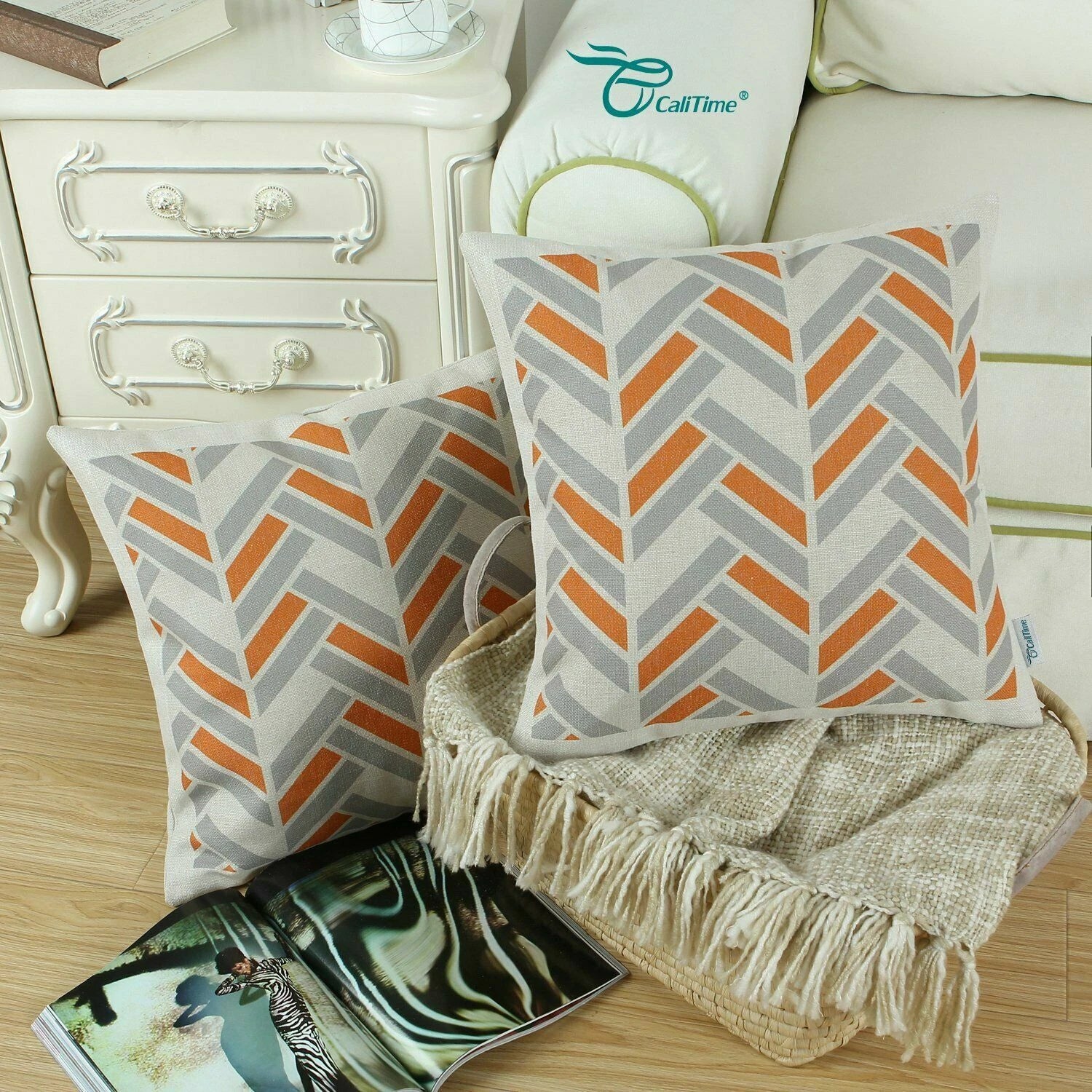 Set of 6 Throw Pillow Covers Sofa Canvas Square Cushion Cover Linen 18" x 18"