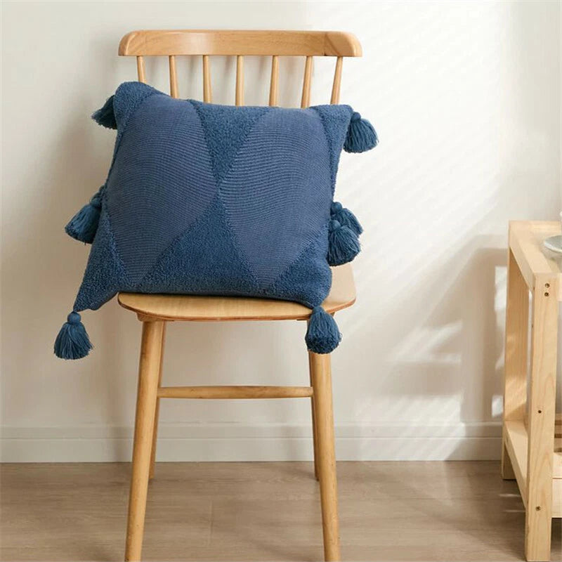 18" Knitted Pillow Case Sofa Bed Car Soft Pompom Ball Waist Throw Cushions Cover