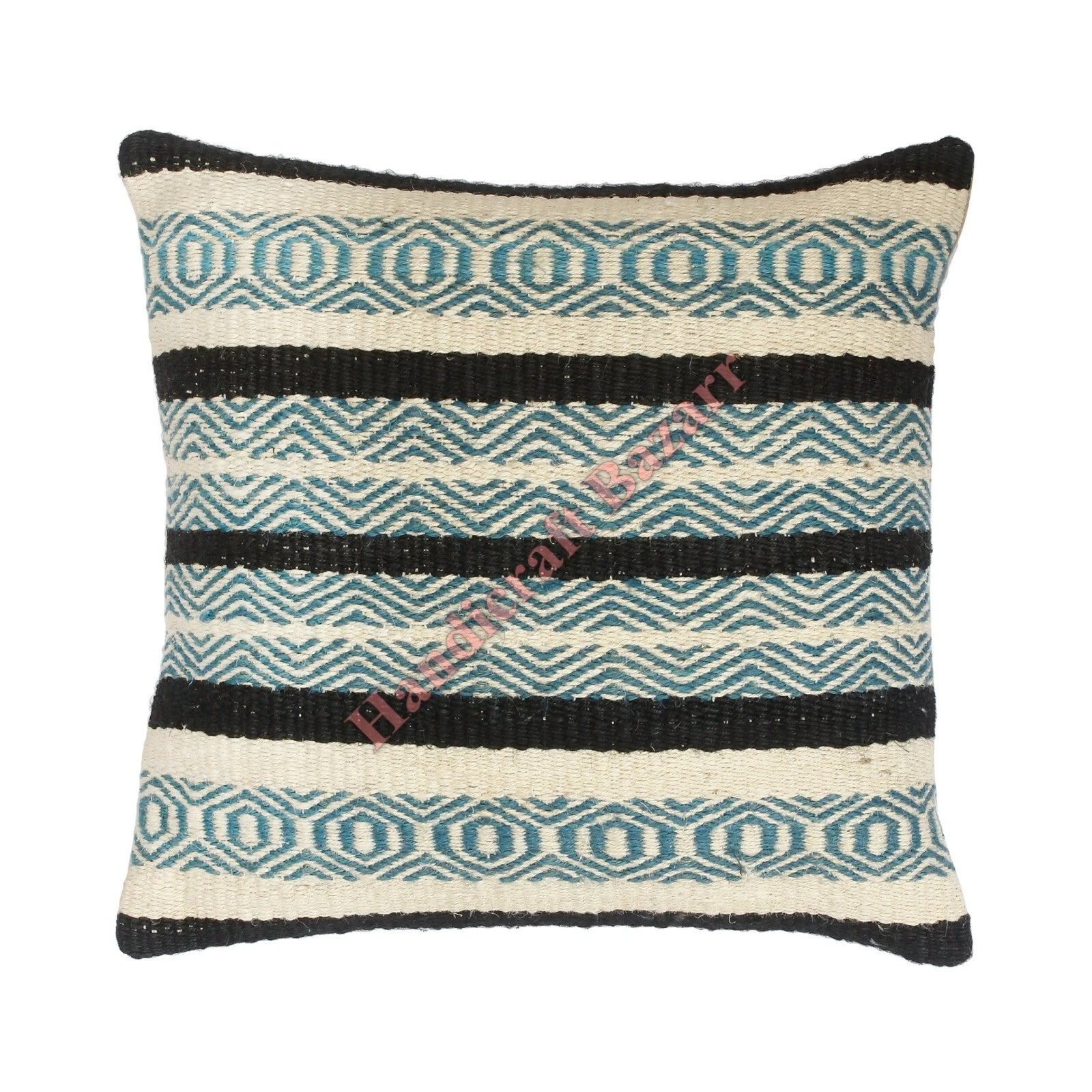 Hallway Docor Sofa Sham Pillowcase Indian Kilim Cushion Cover 2 Pc Wool jute 18"