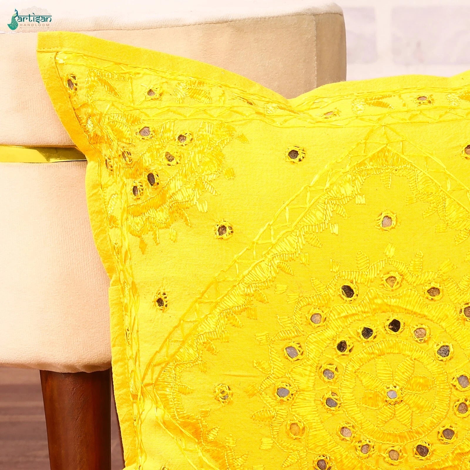 Hippie Baho Style Sofa & Bed Square Pillow Case Cover Mirror Work Cushion Covers