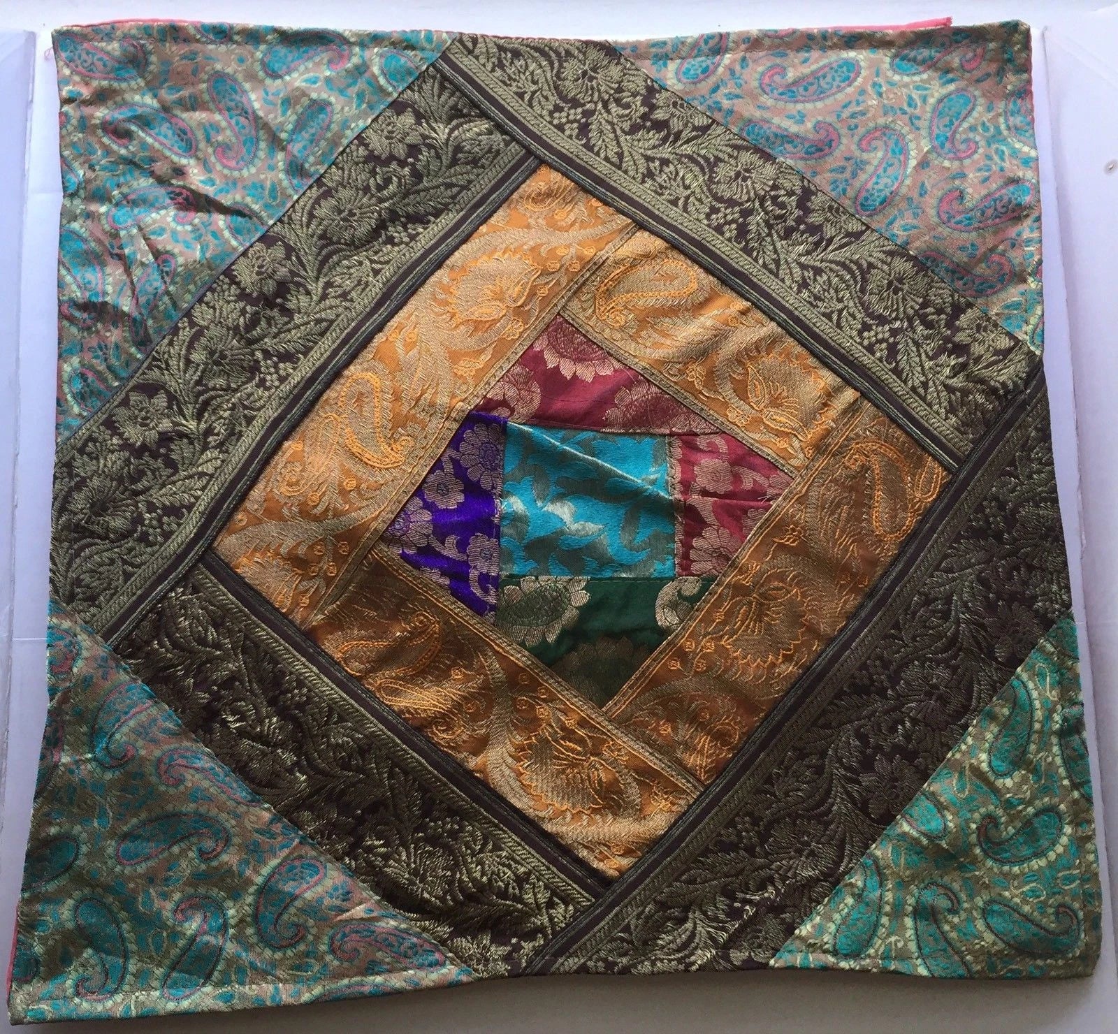 One Home Decor Silk Cushion Cover Patchwork Square Sofa Pillow Case Cover India