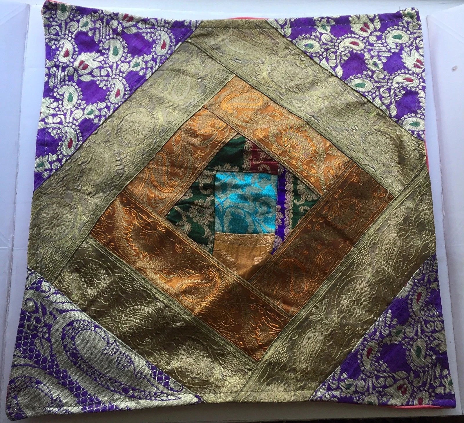 One Home Decor Silk Cushion Cover Patchwork Square Sofa Pillow Case Cover India