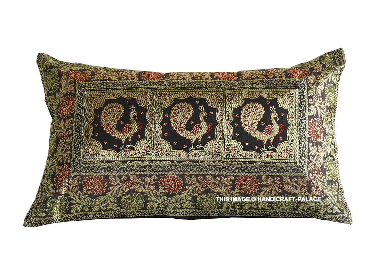 Handmade Brocade Silk Cushion Cover Indian Home Sofa Decor Pillow Case 12"x20"