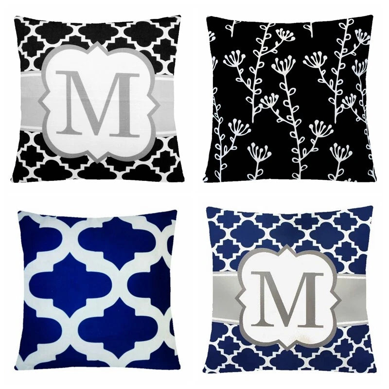 24x24" Navy Blue Black Accent Decorative Throw PILLOW COVER Sofa Cushion Case