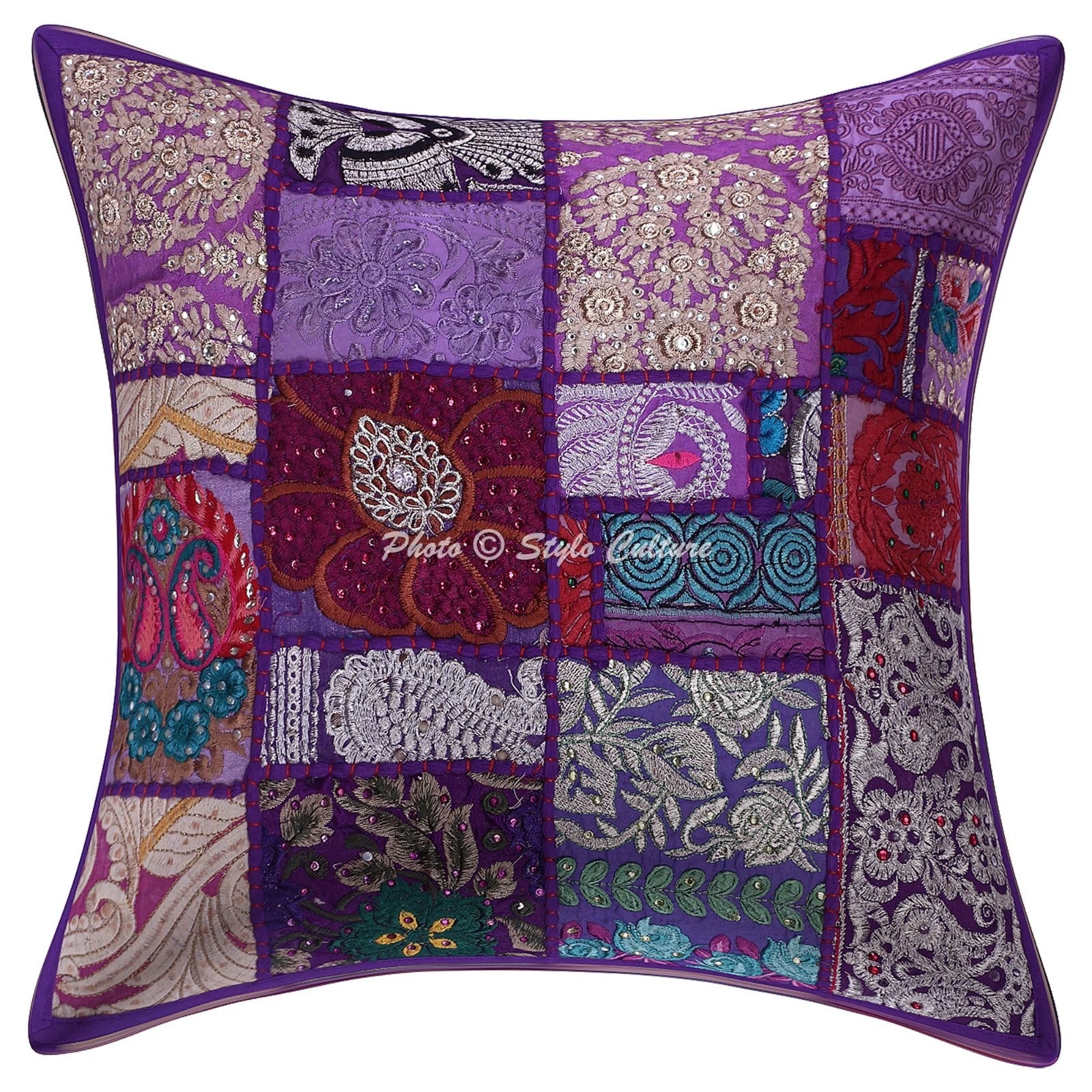 Decorative Home Decor 16 x 16 in Boho Cushion Cover Vintage Bohemian Pillow Case