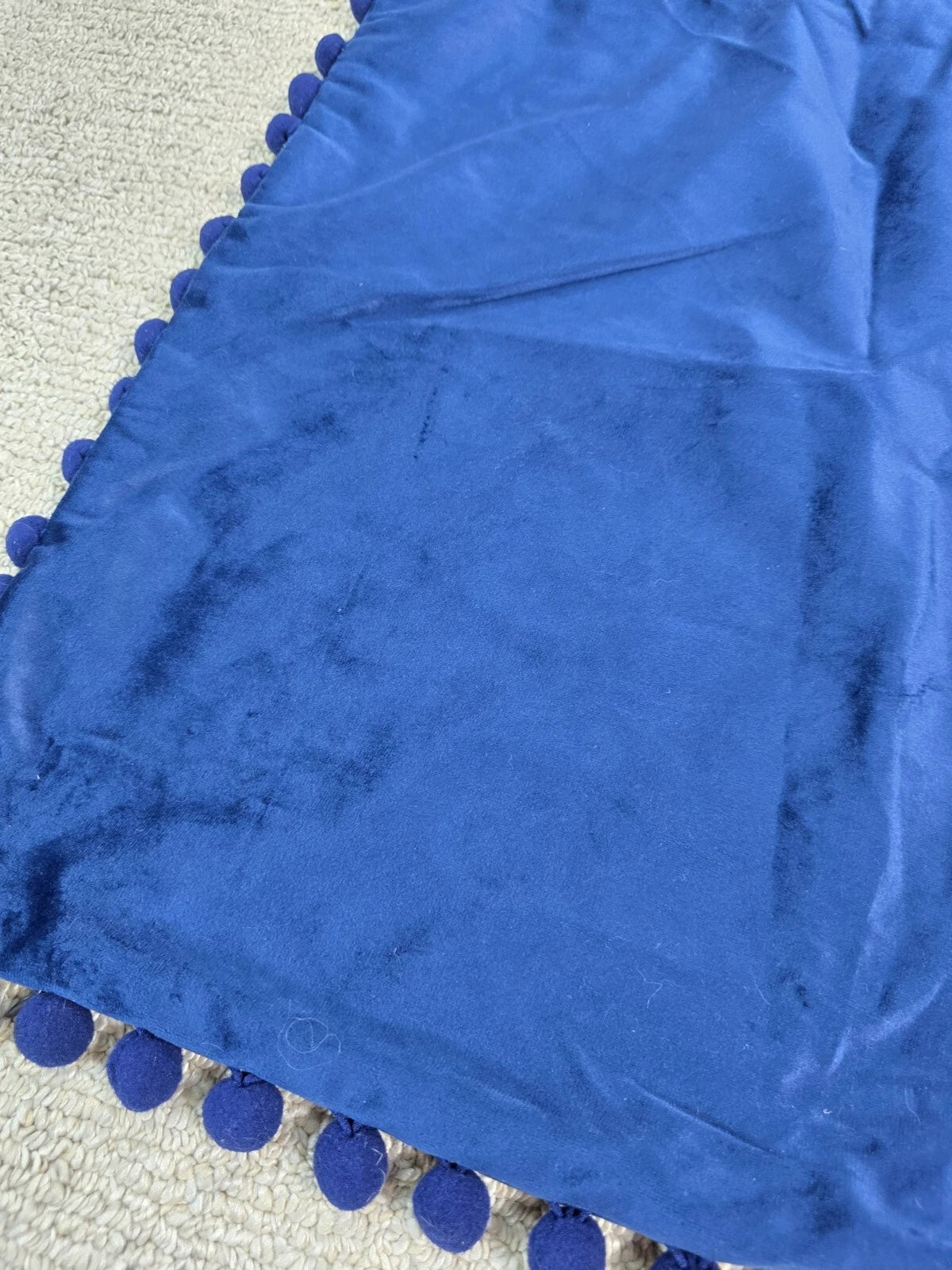 Blue Pom Soft Cushion Throw Cover Pillow Case Chair Bed Sofa Velvet Decor Zip