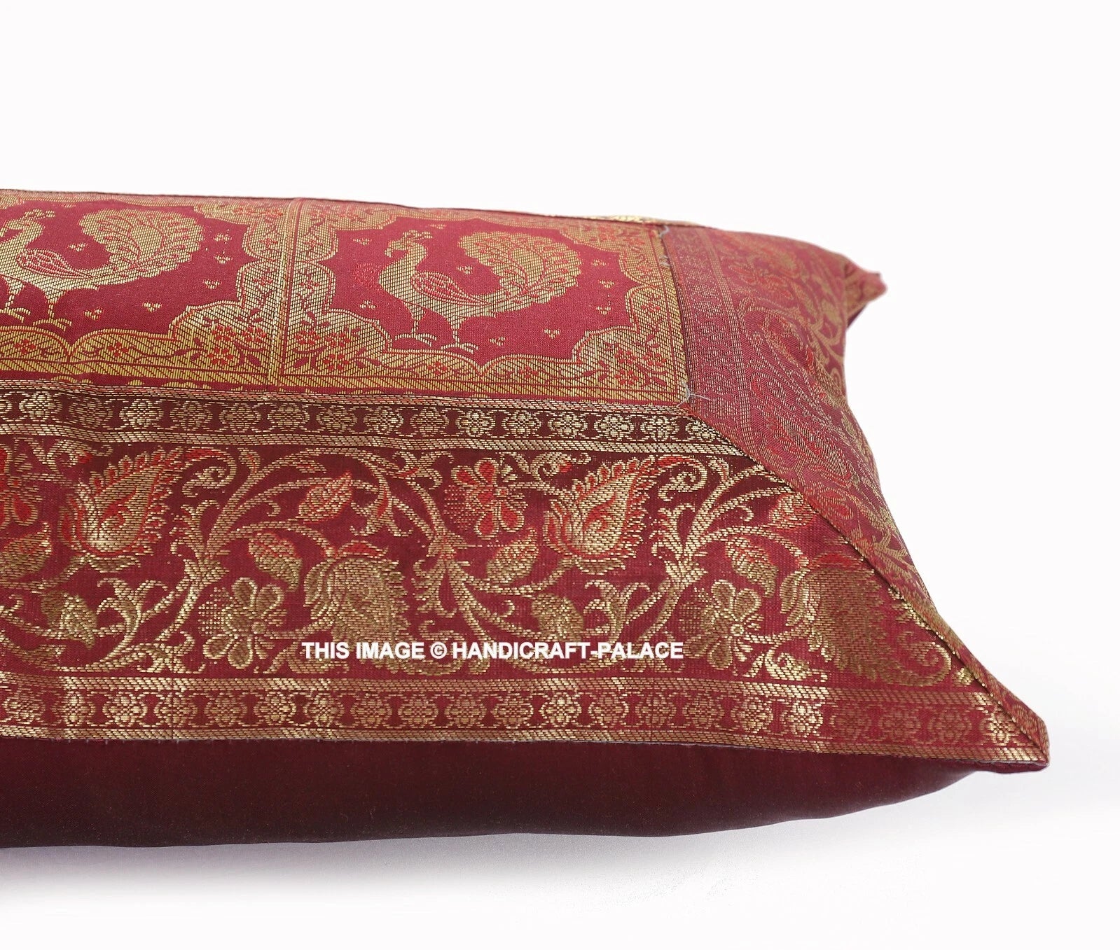 Handmade Brocade Silk Cushion Cover Indian Home Sofa Decor Pillow Case 12"x20"