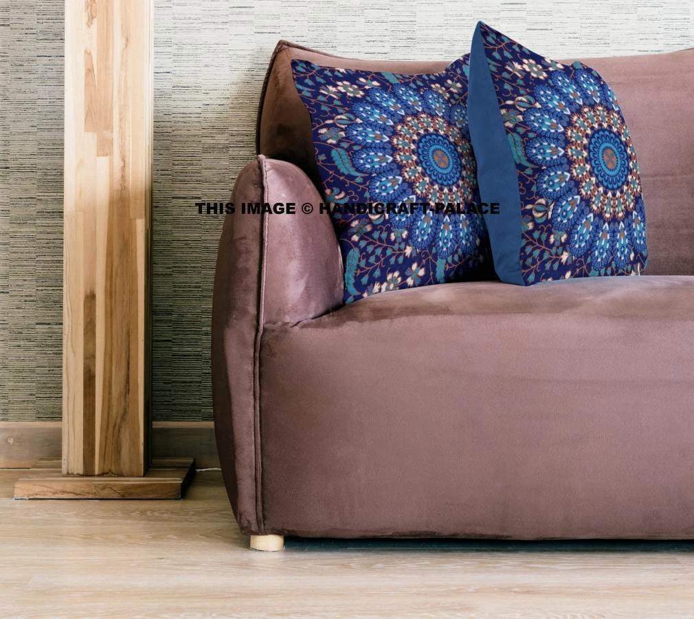 Indian Peacock Mandala Cushion Cover Square Floor Pillow Large Sofa Bed Decor