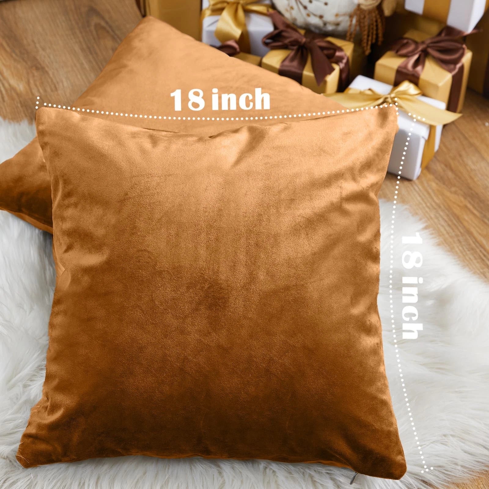 Brown Velvet Throw Pillow Covers 18 x 18 Decorative Pillowcases for Couch Bed...