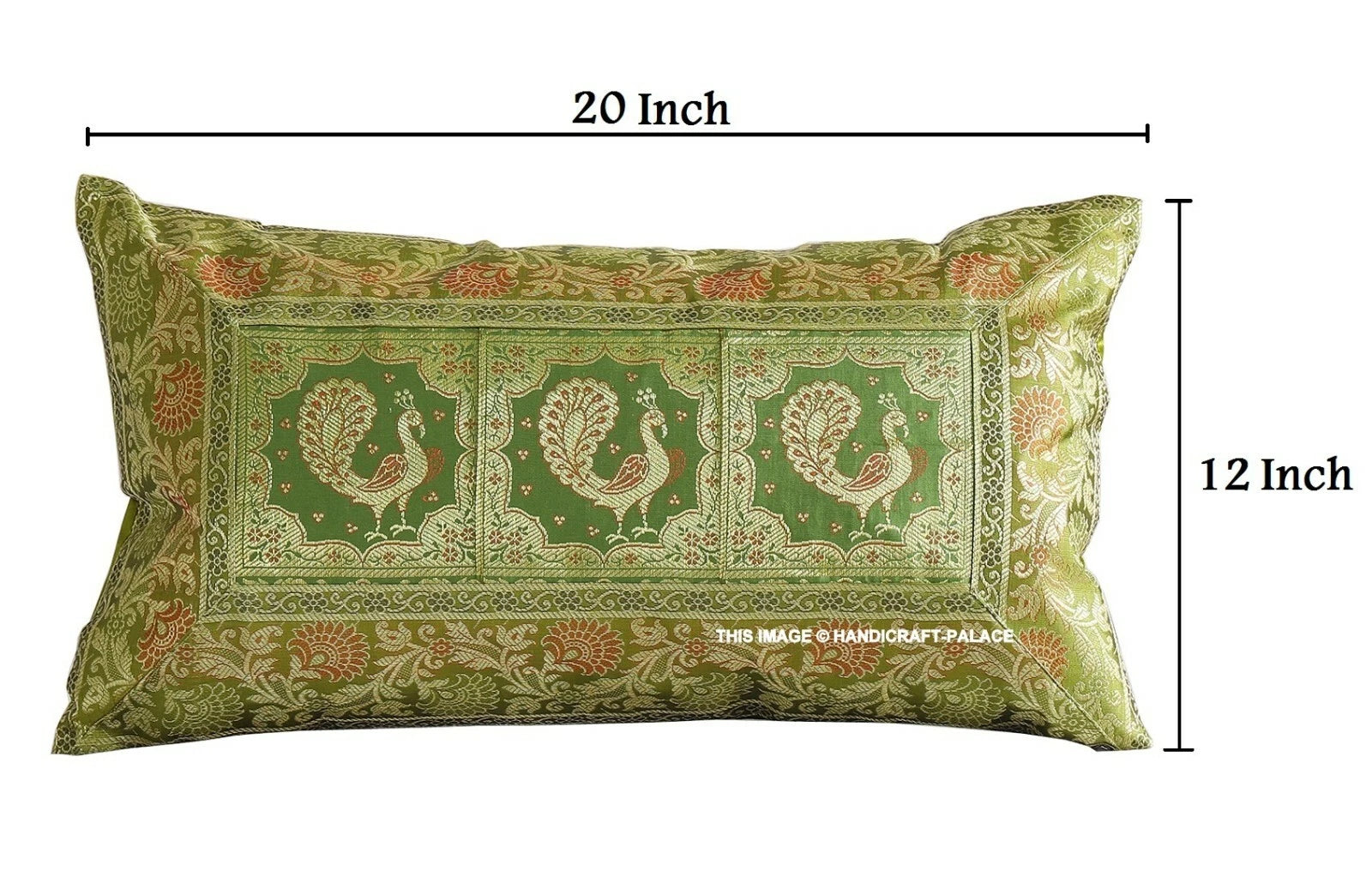 Handmade Brocade Silk Cushion Cover Indian Home Sofa Decor Pillow Case 12"x20"