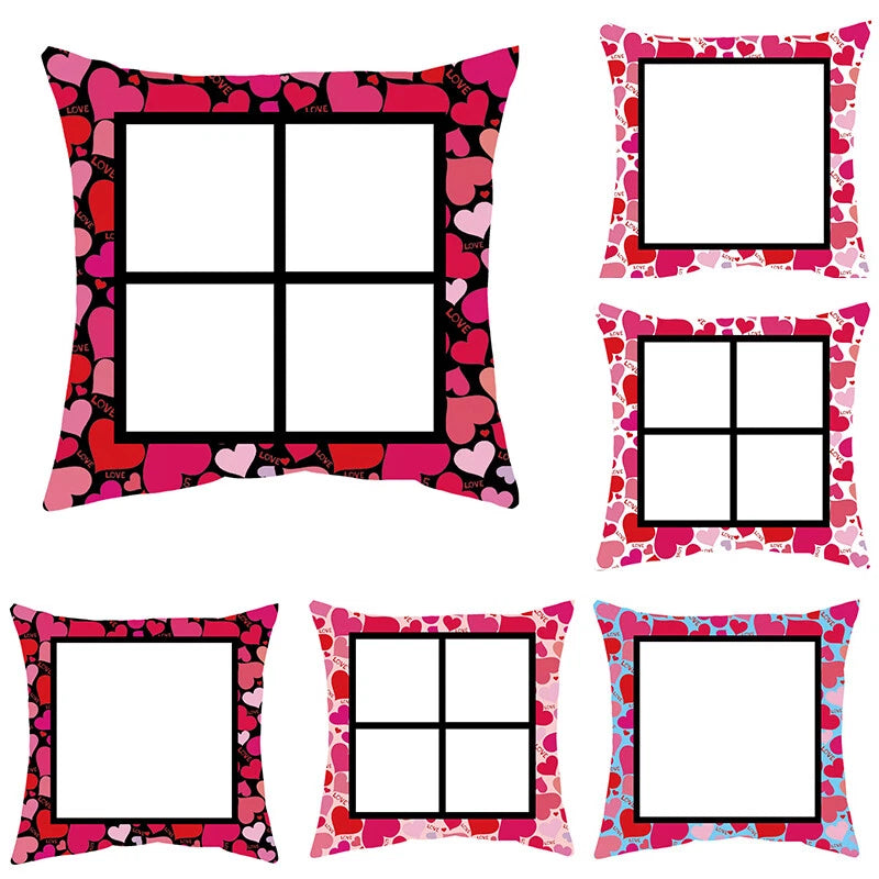 DIY Pink Heart Love Gift Sofa Bed Cushion Cover Sublimation Blank Home Decor