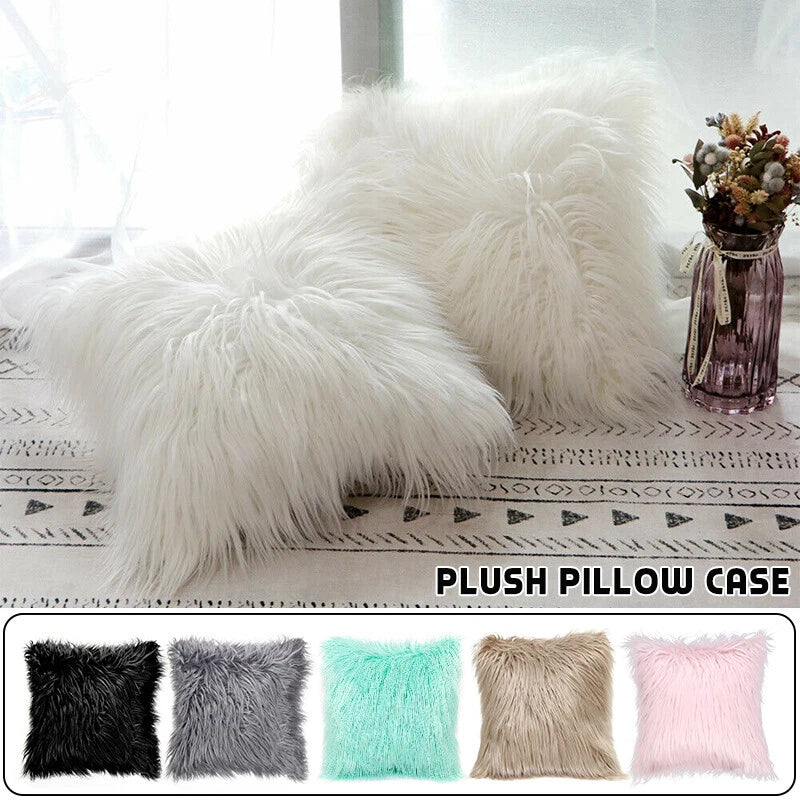 Soft  Faux Fur Fluffy Pillow Case Plush Cushion Cover Throw Sofa Bed Home Decor