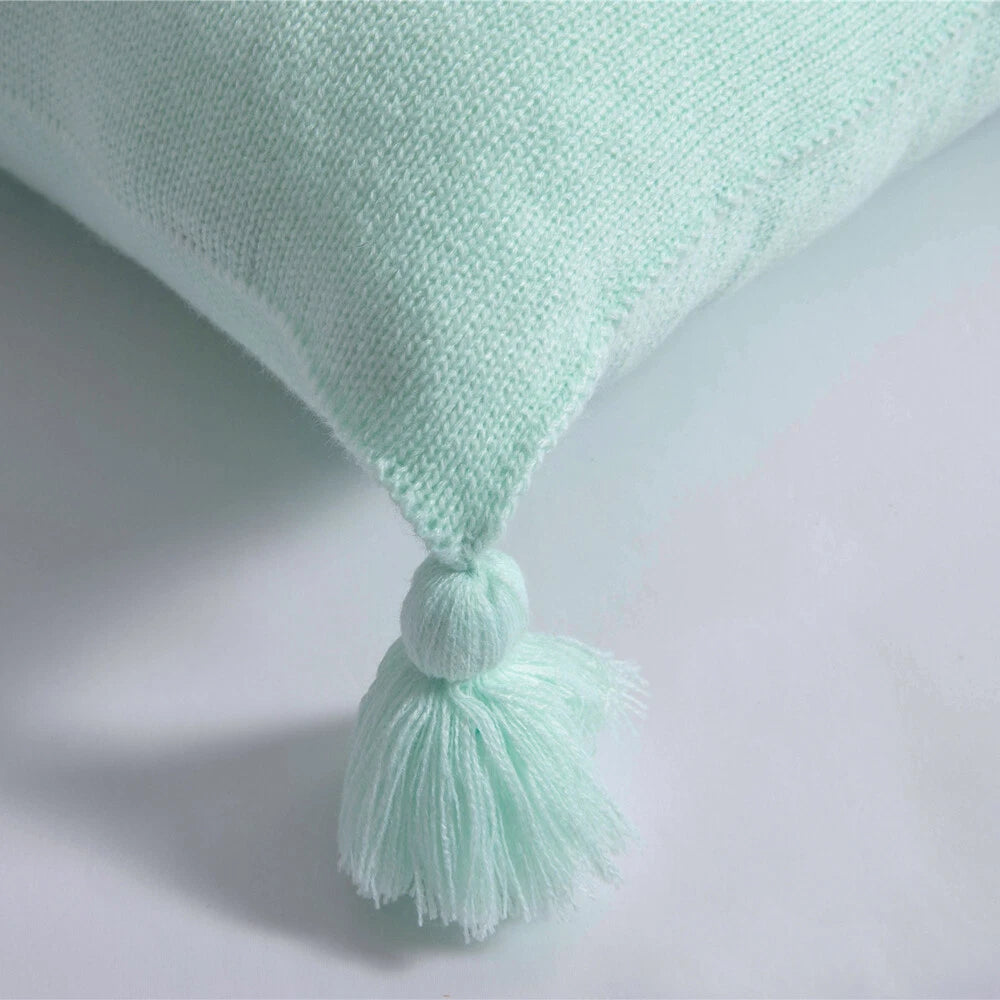 Sofa Bed Knitted Pillowcase Square Tassel Throw Waist Cushion Covers Chair Decor