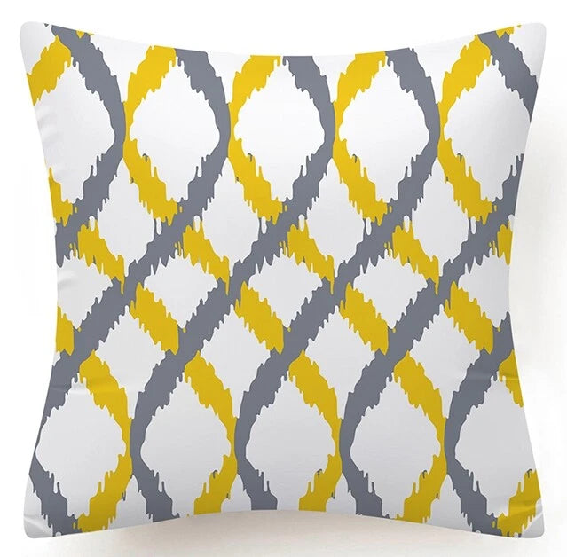 Yellow Throw PILLOW COVER 2-Sided Gray White Decorative Sofa Cushion Case 18x18"