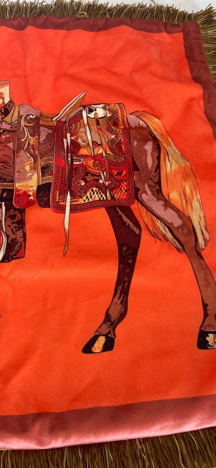 Throw Pillow Case Orange Velour Horse Sofa Decorative Cushion Cover 19x19