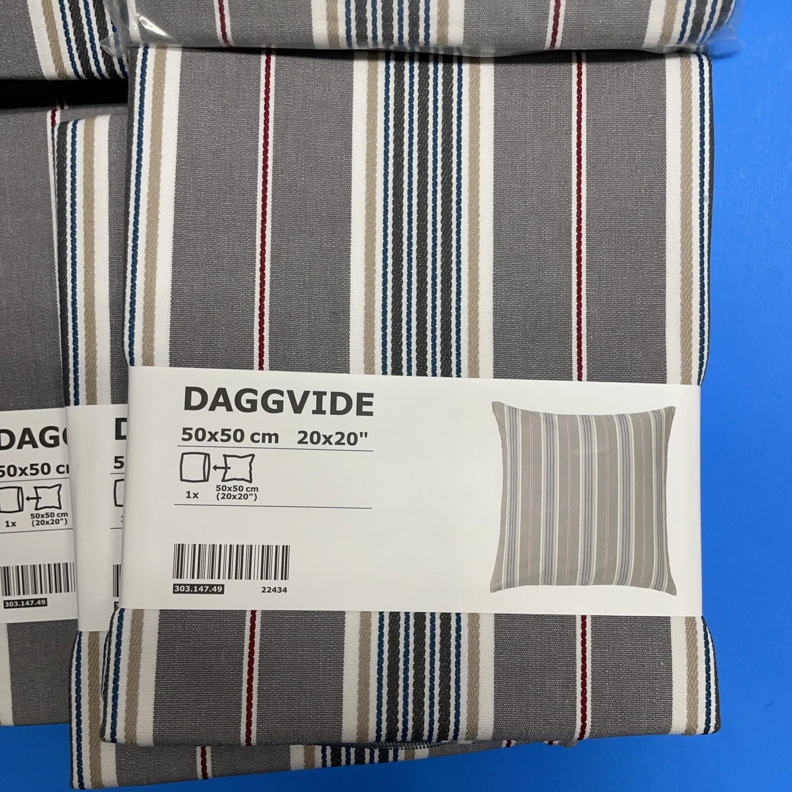 10X IKEA DAGGVIDE Cushion Pillow Cover | Gray/Multicolor, 20x20" Couch Bed Sofa