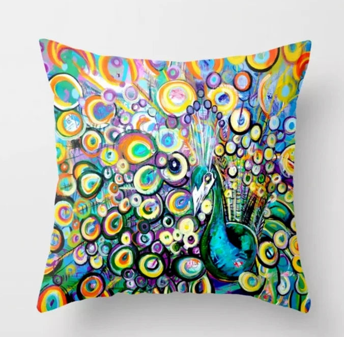 Peacock Feather Home Decor Printed Pillow Case Sofa Bed Throw Cushion Cover Mix